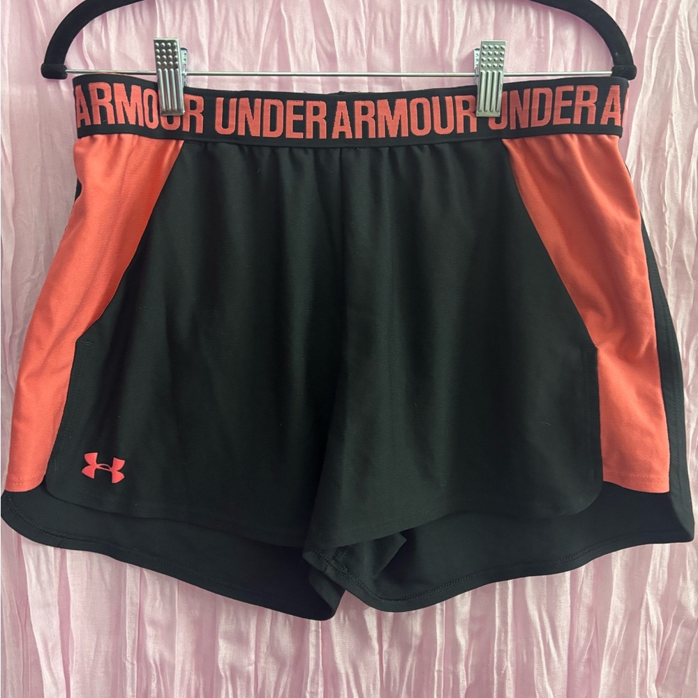 UnderArmour Women's Black and Pink Athletic Shorts